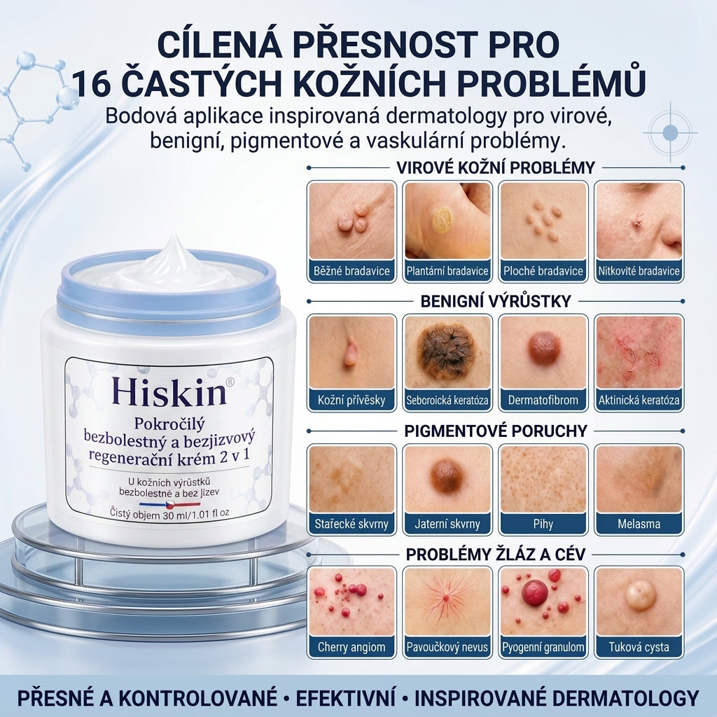 𝐇𝐢𝐬𝐤𝐢𝐧® 2-in-1 Pokročilý bezbolestný krém pro péči o pokožku bez viditelných stop – pro kožní výrůstky, bradavice a viditelné nedokonalosti pokožky